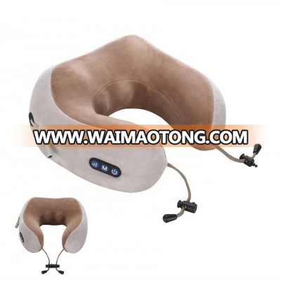 Shiatsu massaging memory foam travel neck pillow